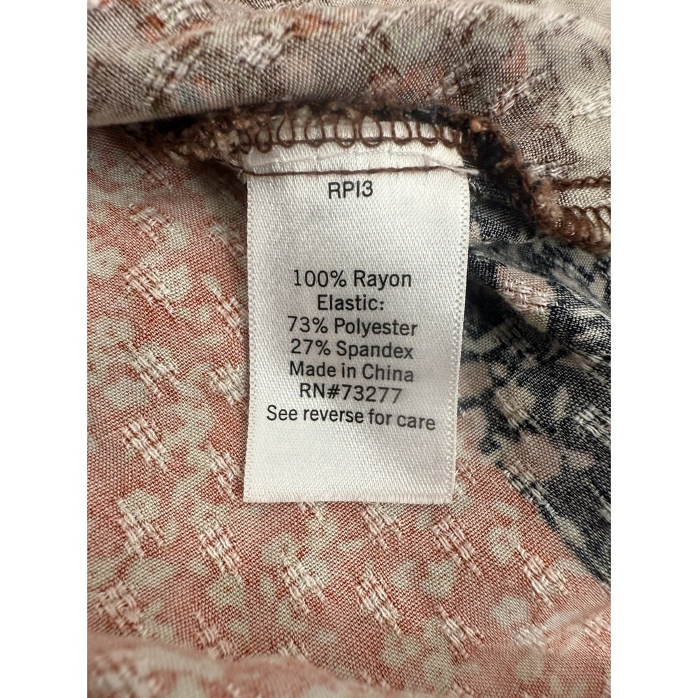 SO Patchwork Peasant Blouse Boho Floral Smocked Fall Festival Top Womens Size S - Picture 4 of 10